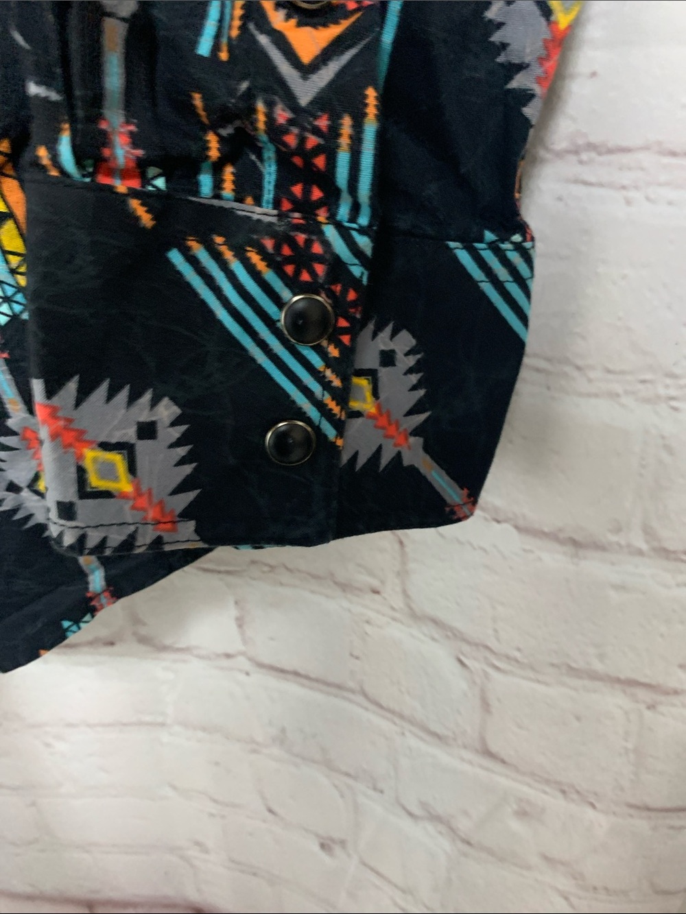 Rock & Roll Denim Aztec Rodeo Snap Black Shirt Size XL - Picture 4 of 5